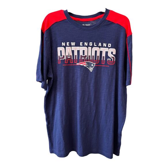 New NFL Team Apparel PATRIOTS Men's Blue Red Short Sleeve T Shirt Size L - Picture 1 of 5